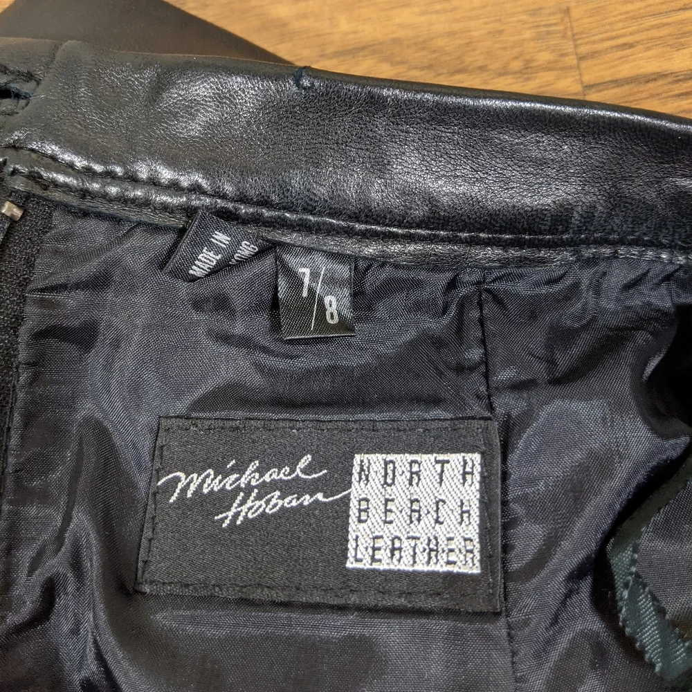 MICHAEL HOBAN Lambskin Leather Knee Length Skirt - Picture 8 of 9